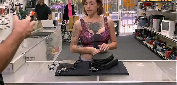  Busty tattooed woman nailed by pawn dude